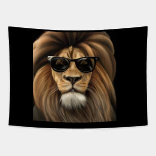 Cool Sunglasses Wearing Lion with Mane Tapestry