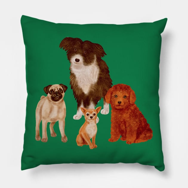 Dog Watercolor Painting Pillow by Mako Design 