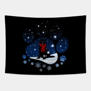 Snow Paw Newfoundland Christmas Winter Holiday Tapestry