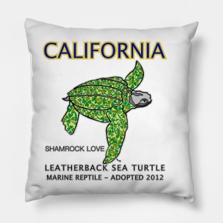 California - Leatherback Sea Turtle - Shamrock Love Pillow
