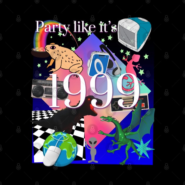 Party Like It's 1999 - 90's/2000's Nostalgia Poster Art Piece Retro Collage by blueversion