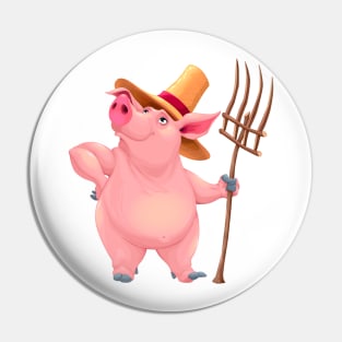 Farmer pig with tool Pin