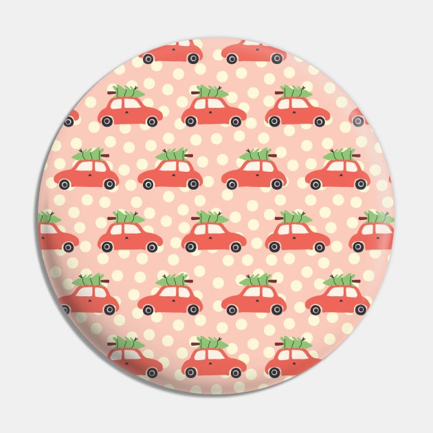 Christmas Tree Holiday Car Pink Pin by Sandra Hutter Designs