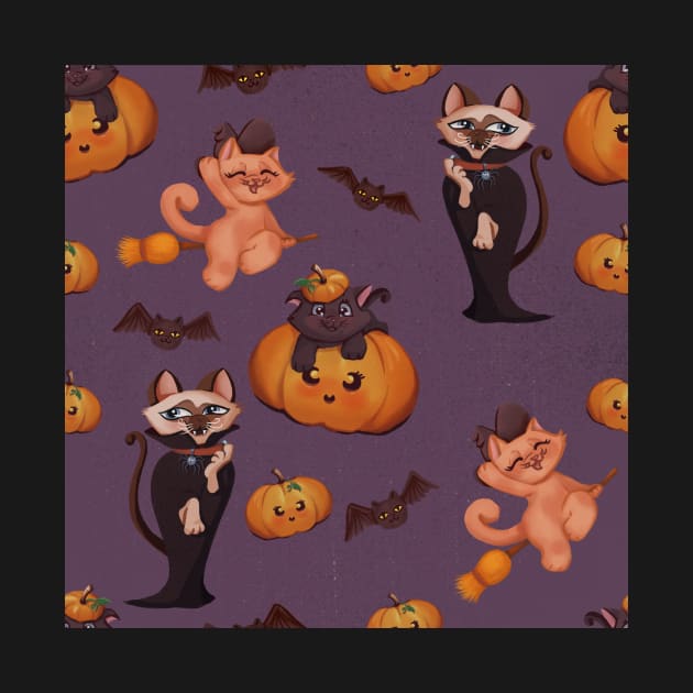 spooky halloween pattern with dracula by ArtInPi