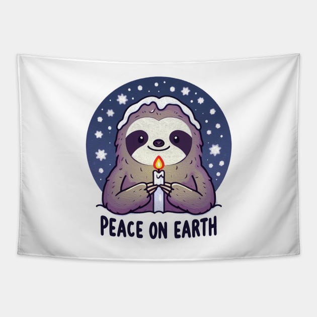 Peace On Earth Sloth Tapestry by Plushism