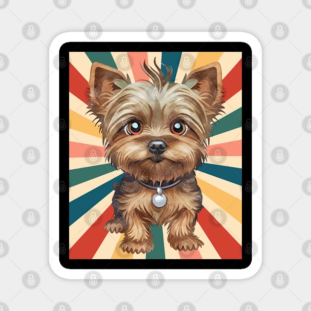 Cute Yorkshire Terrier Dog Breed 80s 90s Retro Style Vintage Design Animal Pet Magnet by Inspirational And Motivational T-Shirts