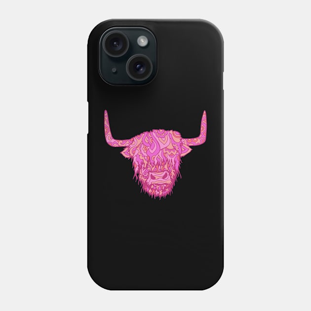 Highland Cow In The Pink Phone Case by TimeTravellers