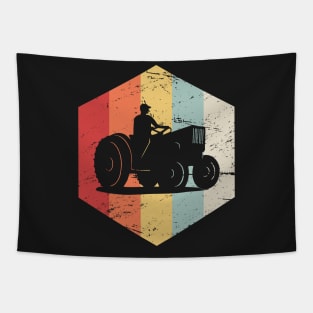 Retro Vintage Farmer Tractor Icon Tapestry