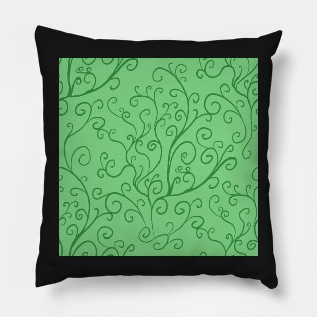 Green Vines Pattern Pillow by VictoriaLehnard