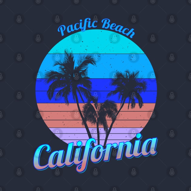 Pacific Beach California Retro Palm Trees Beach Summer by macdonaldcreativestudios