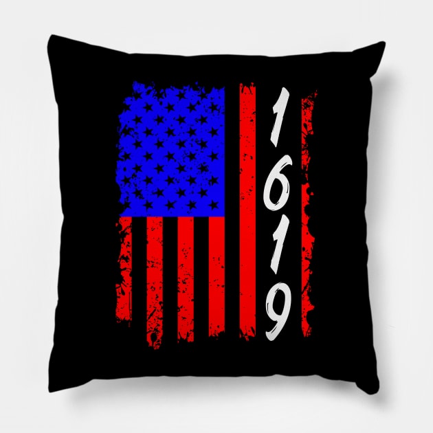 1619 Our Ancestors African American Black History Vintage With Flag Pillow by UrbanLifeApparel