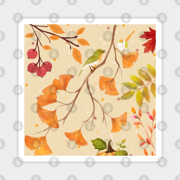 Autumn terees and birds Magnet by odNova