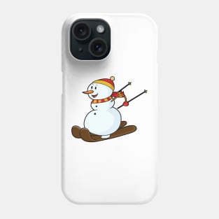 Snowman as Skier with Skis & Cap Phone Case