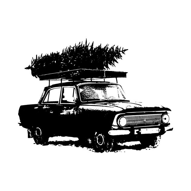 Christmas Tree on Vintage Car by Spindriftdesigns