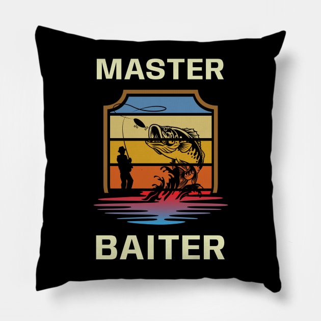 master baiter black funny Pillow by Mas To