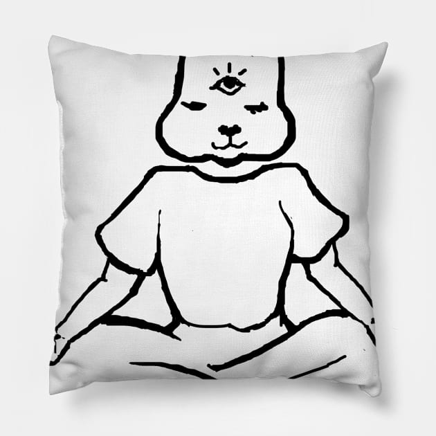 Meditating Bunny Pillow by CuteShirtDesigns