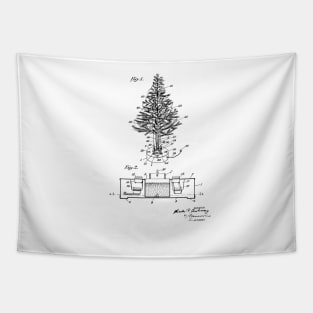 Artificial Christmas Tree Vintage Patent Hand Drawing Tapestry