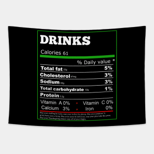 Funny Drinks Nutrition Facts Label Thanksgiving Dinner Tapestry