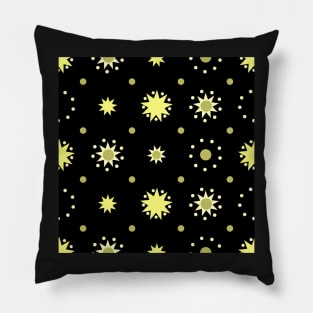 Suns and Dots Pale Yellow on Black Repeat 5748 Pillow