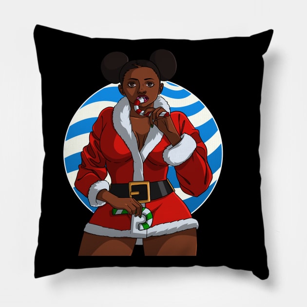 Black Santa Claus Gangster Christmas Pillow by Noseking