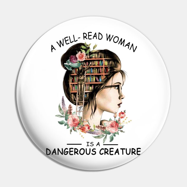 Feminist Dangerous Well-Read Woman Book Pin by ValentinkapngTee