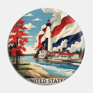 Michigan United States of America Tourism Vintage Poster Pin