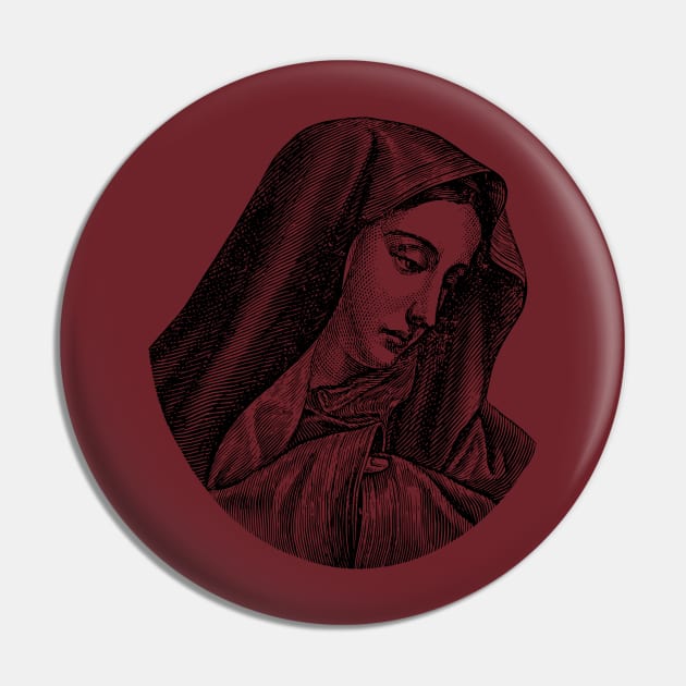 Vintage Virgin Mary Illustration Pin by AltrusianGrace