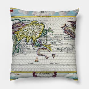 Heinrich Scherer - Voyage Map 1703 -  Ancient Worlds Pillow