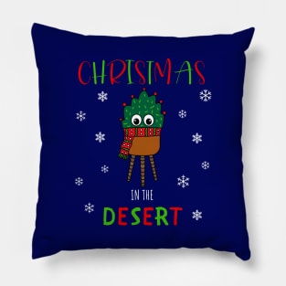 Christmas In The Desert - Christmas Cactus With Scarf Pillow