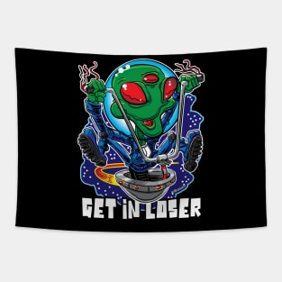 Get in loser, Alien UFO with Ape Hanger Handlebars Tapestry