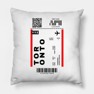 Toronto Boarding Pass Canada Destination Ticket Pillow