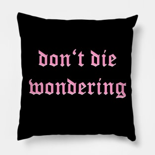 Don't Die Wondering Fraktur (Pink) Pillow