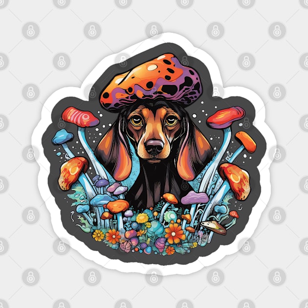 Psilocybin Dachshund Magnet by RosaliArt