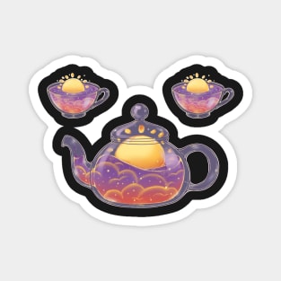 Peaceful sunrise tea set Magnet