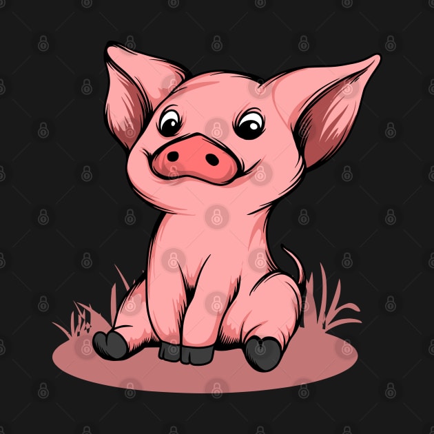 Cute Funny Happy Piglet Graphic Pig Lover Gift by BadDesignCo