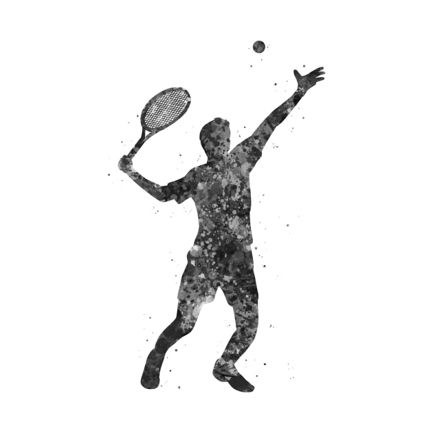 Tennis player black and white by Yahya Art