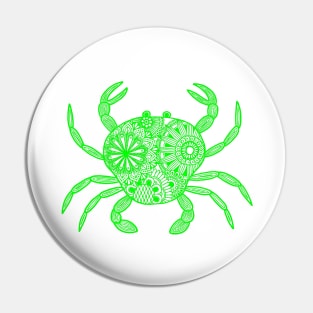 Mandala Crab (green and white) Pin