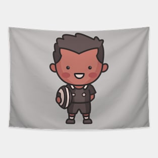 Cute Kiwi Rugby Player Cartoon Tapestry