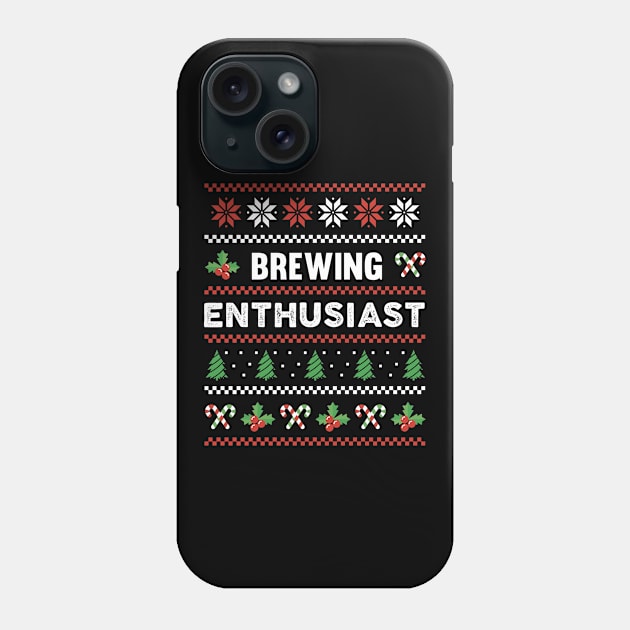 Brewing Enthusiast Ugly Christmas Sweater Gift Phone Case by qwertydesigns