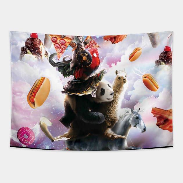 Cat & Pizza Taco Burrito Hotdog Bacon Doughnut Tapestry by Random Galaxy