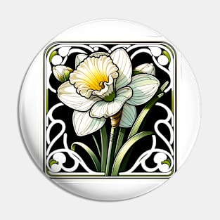 art nouveau narcissus december Birth Month Flower Pin