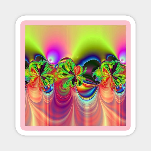 Multicolor Flowers and Scallop Shape Fractal Design Magnet by Funkiberd