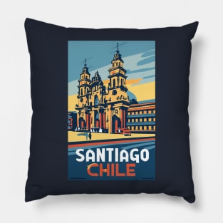 A Vintage Travel Art of Santiago - Chile Pillow