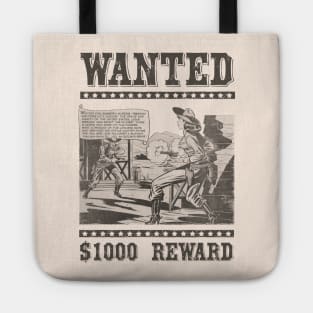 Wild West Retro Cowgirl Cowboy Comic Book Wanted Poster Sepia Tote