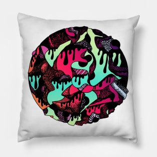 Blue Red Blend Circle of Drip Pillow