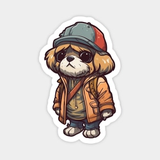 A cute dog wearing street fashion Magnet