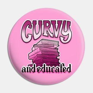 Curvy and educated, pile of pink books Pin