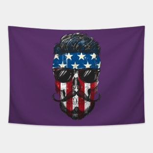 Hipster American Flag Skull Tapestry