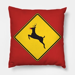 Rudolph Reindeer Road Sign Pillow