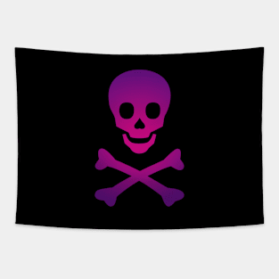 Skull and Crossbones Pirate Flag Hot Pink Purple Gradient Tapestry